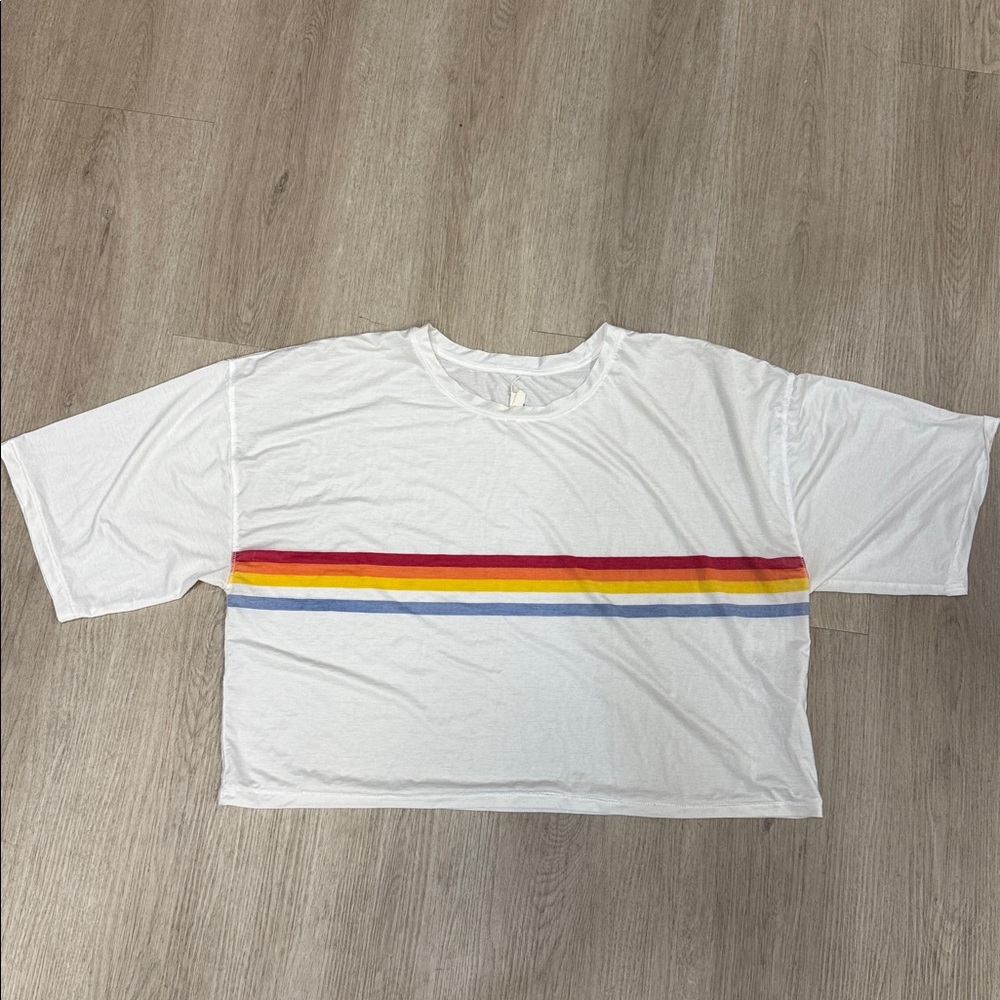 Spiritual gangster White T-Shirt with Rainbow Stripe